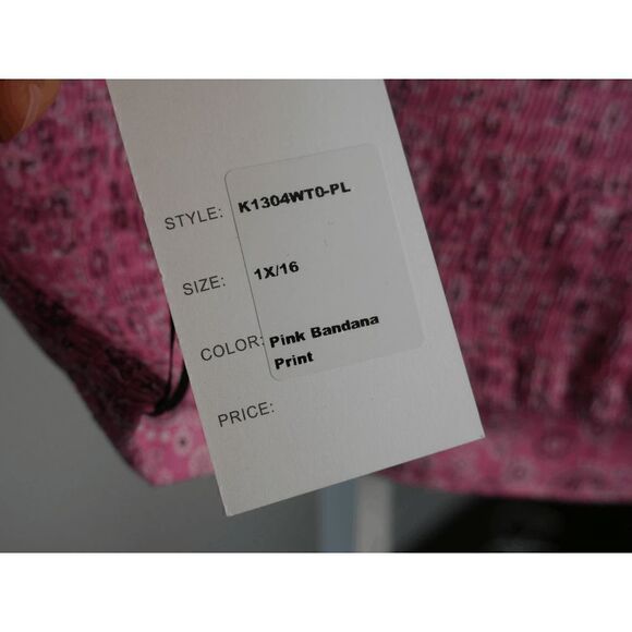 Unique Vintage Pink Bandana Print Chessie Crop Top 1X - Picture 8 of 11